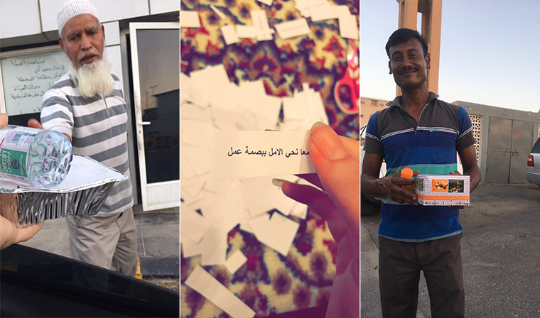 11 متطوعا يوزعون 70 وجبة إفطار على العمالة بصفوى